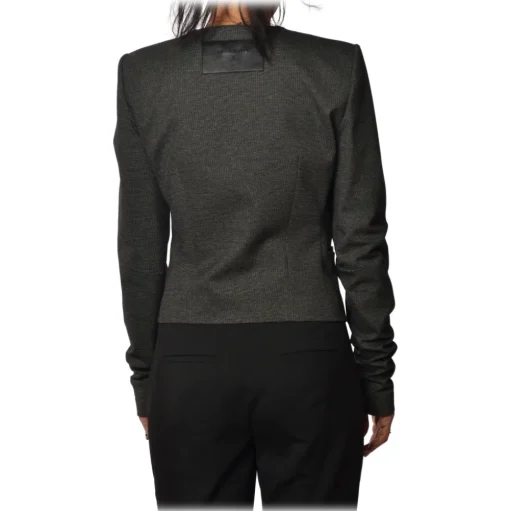Patrizia Pepe - Short Collarless Jacket - Black/White - Jacket - Made in Italy - Luxury Exclusive Collection - Avvenice