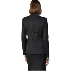 Patrizia Pepe - Single-Breasted Pinstripe Jacket - Black - Jacket - Made in Italy - Luxury Exclusive Collection - Avvenice