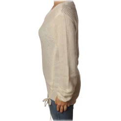 Patrizia Pepe - Sweater with Front and Back Opening - White - Pullover - Made in Italy - Luxury Exclusive Collection - Avvenice