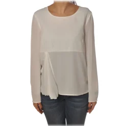 Patrizia Pepe - Tunic with Long Sleeve and Cut on the Front - White - Shirt - Made in Italy - Luxury Exclusive Collection - Avvenice
