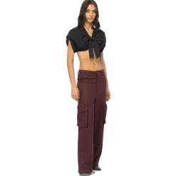 Pinko - Cargo Prince of Wales Pattern - Bordeaux - Trousers - Made in Italy - Luxury Exclusive Collection - Avvenice