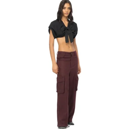 Pinko - Cargo Prince of Wales Pattern - Bordeaux - Trousers - Made in Italy - Luxury Exclusive Collection - Avvenice