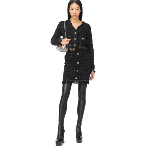 Pinko - Check Lurex Patterned Short Jacket - Black - Jacket - Made in Italy - Luxury Exclusive Collection - Avvenice