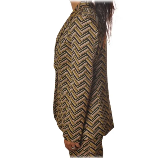 Pinko - Jacket Cassegrain in Geometric Pattern - Yellow/Pink - Jacket - Made in Italy - Luxury Exclusive Collection - Avvenice