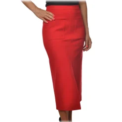 Pinko - Longuette Skirt Lombard1 with Pockets - Red - Skirt - Made in Italy - Luxury Exclusive Collection - Avvenice