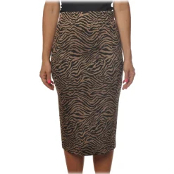 Pinko - Longuette Skirt Ortisei in Zebra Effect Pattern - Black/Beige - Skirt - Made in Italy - Luxury Exclusive Collection - Avvenice