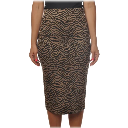 Pinko - Longuette Skirt Ortisei in Zebra Effect Pattern - Black/Beige - Skirt - Made in Italy - Luxury Exclusive Collection - Avvenice