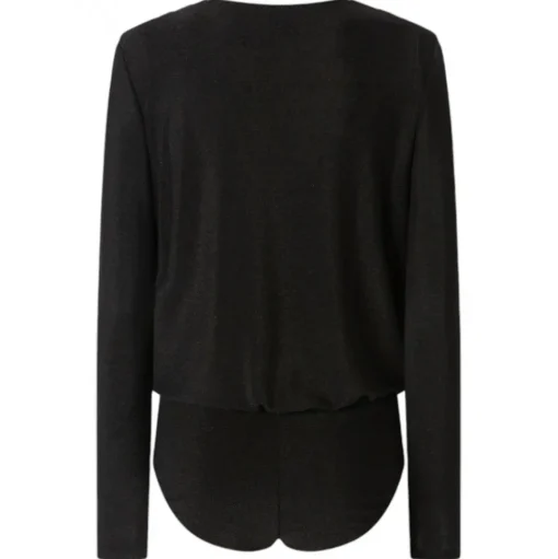 Pinko - Metallic Effect Draped Bodysuit - Black - Top - Made in Italy - Luxury Exclusive Collection - Avvenice
