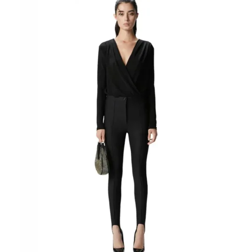 Pinko - Metallic Effect Draped Bodysuit - Black - Top - Made in Italy - Luxury Exclusive Collection - Avvenice