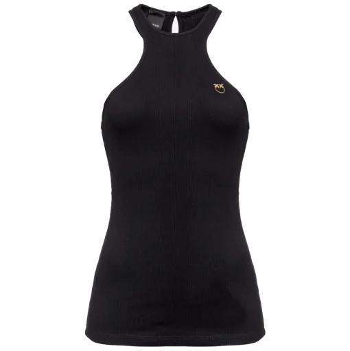Pinko - Milleraies Cotton Tank Top with Logo - Black - Top - Made in Italy - Luxury Exclusive Collection - Avvenice