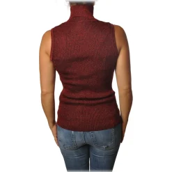 Pinko - Mock Turtleneck Ask Sleeveless in Lurex - Red - Sweater - Made in Italy - Luxury Exclusive Collection - Avvenice
