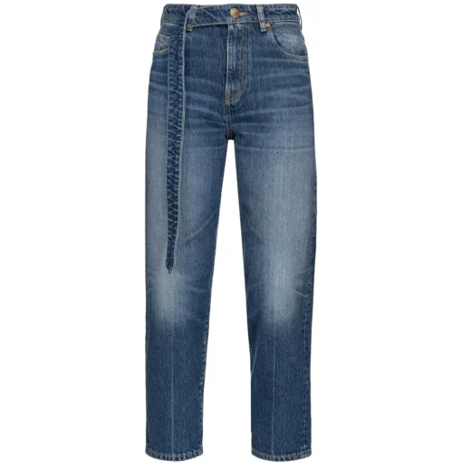 Pinko - Straight Jeans with Belt - Blue - Trousers - Made in Italy - Luxury Exclusive Collection - Avvenice