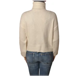 Pinko - Sweater Guyana High Neck Oversized with Studs - White - Sweater - Made in Italy - Luxury Exclusive Collection - Avvenice