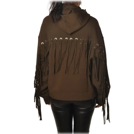 Pinko - Sweatshirt Tango with Fringe on the Back - Brown - Sweatshirt - Made in Italy - Luxury Exclusive Collection - Avvenice