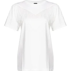 Pinko - T-Shirt with Thin Fringes Detail - White - T-shirt - Made in Italy - Luxury Exclusive Collection - Avvenice