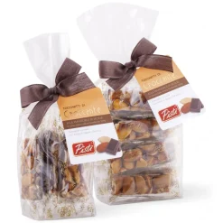 Pistì - Pieces of Crunchy with Sicilian Almonds with Dark Chocolate - Fine Pastry in Envelope with Bow - 200 g - Avvenice