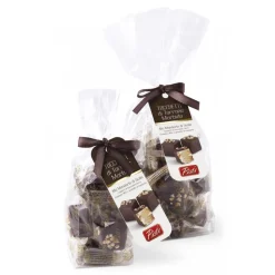 Pistì - Soft Nougat Chunks with Sicilian Almond Covered with Dark Chocolate - Fine Pastry in Envelope with Bow - 100 g - Avvenice