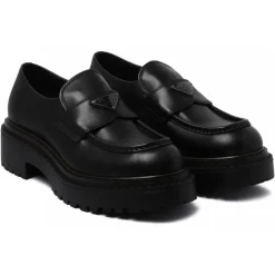 Prada - Black Leather Loafers - Prada Exclusive Luxury Collection - Avvenice
