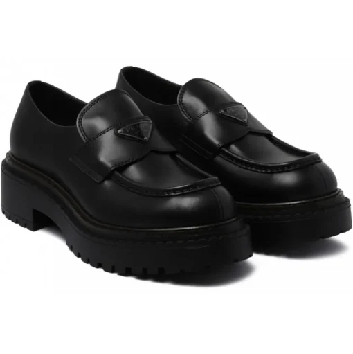Prada - Black Leather Loafers - Prada Exclusive Luxury Collection - Avvenice