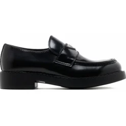 Prada - Black Logo Plaque Loafers - Prada Exclusive Luxury Collection - Avvenice