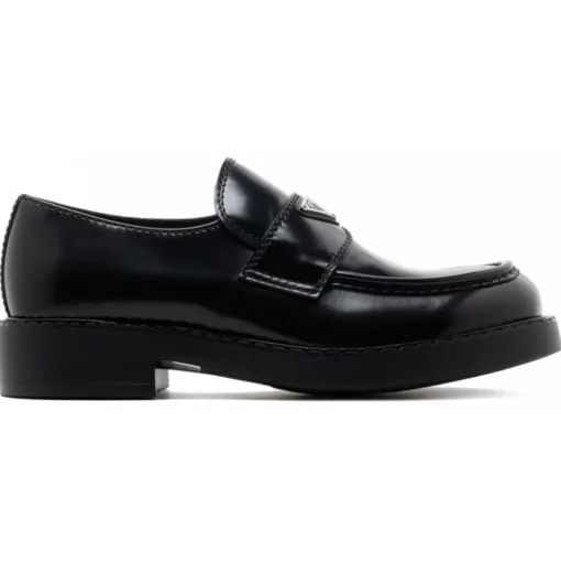 Prada - Black Logo Plaque Loafers - Prada Exclusive Luxury Collection - Avvenice