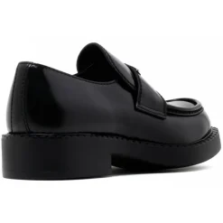 Prada - Black Logo Plaque Loafers - Prada Exclusive Luxury Collection - Avvenice