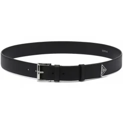 Prada - Black Triangle Logo Belt - Prada Exclusive Luxury Collection - Avvenice