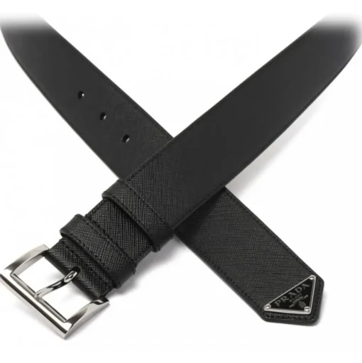 Prada - Black Triangle Logo Belt - Prada Exclusive Luxury Collection - Avvenice