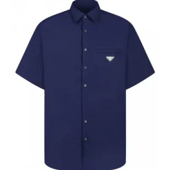 Prada - Blue Poplin Shirt - Prada Exclusive Luxury Collection - Avvenice