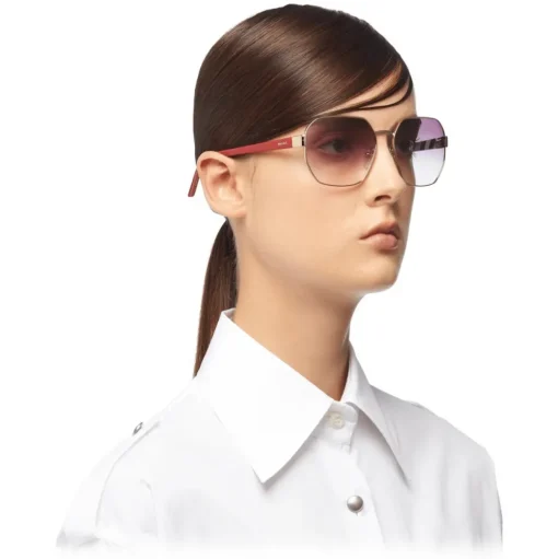 Prada - Geometric Shape Sunglasses - Plum Pale Gold - Prada Collection - Sunglasses - Prada Eyewear - Avvenice