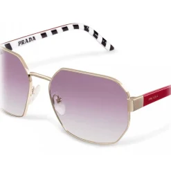 Prada - Geometric Shape Sunglasses - Plum Pale Gold - Prada Collection - Sunglasses - Prada Eyewear - Avvenice