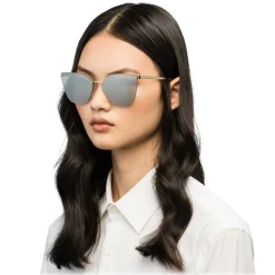 Prada - Prada Cinéma - White Gold Irregular Cat Eye Sunglasses - Prada Cinéma Collection - Sunglasses - Prada Eyewear - Avvenice