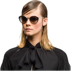 Prada - Prada Collection - Black and White Round Cat Eye Sunglasses - Prada Collection - Sunglasses - Prada Eyewear - Avvenice