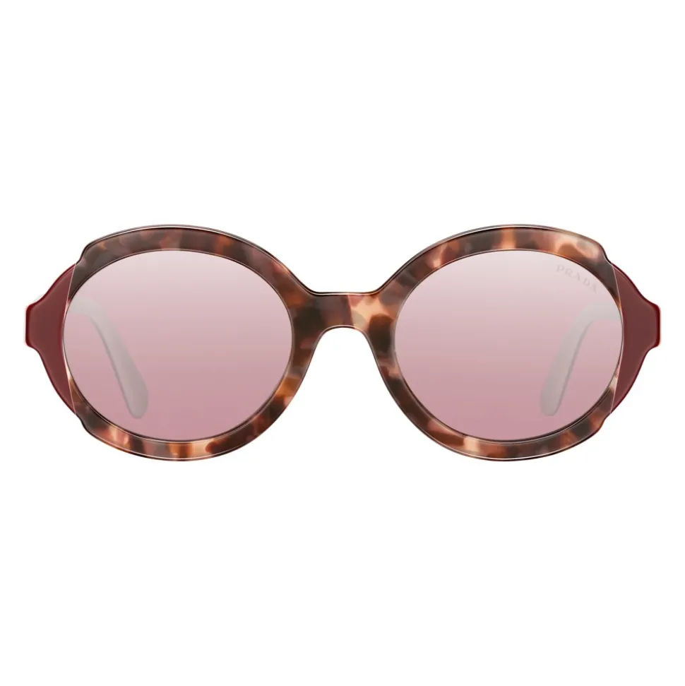 Prada - Prada Collection - Orchid Turtle Cerise White Round Sunglasses - Alternative Fit - Sunglasses - Prada Eyewear - Avvenice