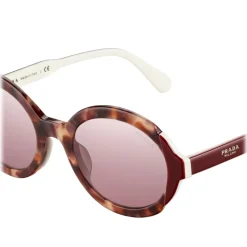 Prada - Prada Collection - Orchid Turtle Cerise White Round Sunglasses - Alternative Fit - Sunglasses - Prada Eyewear - Avvenice