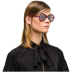 Prada - Prada Collection - Orchid Turtle Cerise White Round Sunglasses - Alternative Fit - Sunglasses - Prada Eyewear - Avvenice