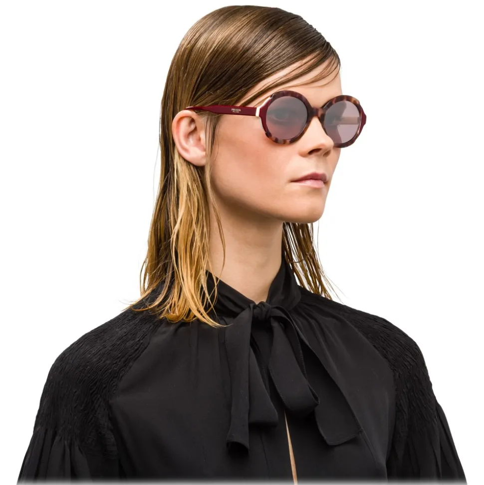 Prada - Prada Collection - Orchid Turtle Cerise White Round Sunglasses - Alternative Fit - Sunglasses - Prada Eyewear - Avvenice