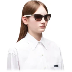 Prada - Prada Duple - Rectangular Sunglasses - Crystal Clay Taupe - Prada Collection - Sunglasses - Prada Eyewear - Avvenice