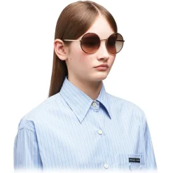 Prada - Prada Eyewear - Round Sunglasses - Cocoa Brown Pale Gold - Prada Collection - Sunglasses - Prada Eyewear - Avvenice