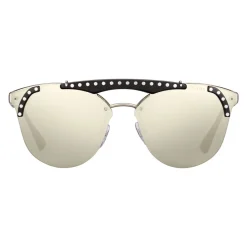 Prada - Prada Ornate - Steel and Black Cat Eye Sunglasses - Prada Ornate Collection - Sunglasses - Prada Eyewear - Avvenice