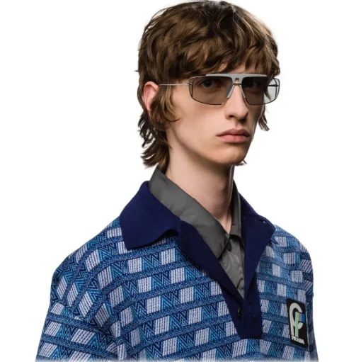 Prada - Prada Runway - Steel and Black Square Top Bar Sunglasses - Prada Runway Collection - Sunglasses - Prada Eyewear - Avvenice