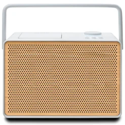 Pure - Evoke Play - Cotton White Cherry Wood Grill - Portable DAB+ Radio with Bluetooth - High Quality Digital Radio - Avvenice