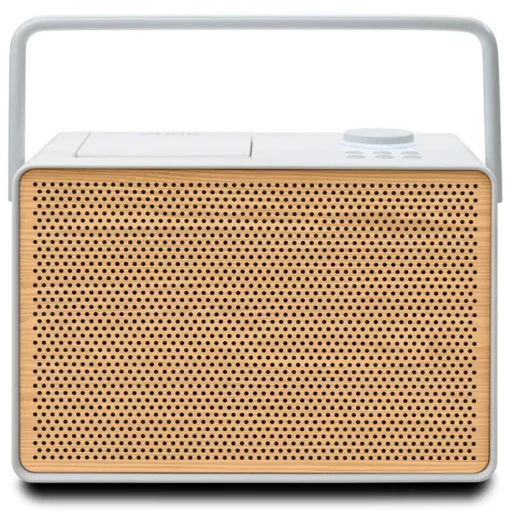 Pure - Evoke Play - Cotton White Cherry Wood Grill - Portable DAB+ Radio with Bluetooth - High Quality Digital Radio - Avvenice