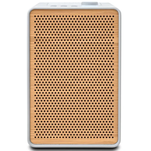Pure - Evoke Spot - Cotton White with Cherry Wood Grill - Wood Edition Compact Music System - High Quality Digital Radio - Avvenice