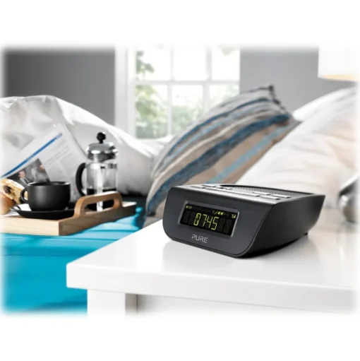 Pure - Siesta Mi Series 2 - Black - Bedside DAB and FM Digital Radio - High Quality Digital Radio - Avvenice