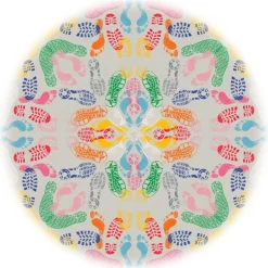 Qeeboo - Carpet Let’s Dance Human Traces Light Round - Round - Qeeboo Carpet by Nynke Tynagel - Furnishing - Home - Avvenice
