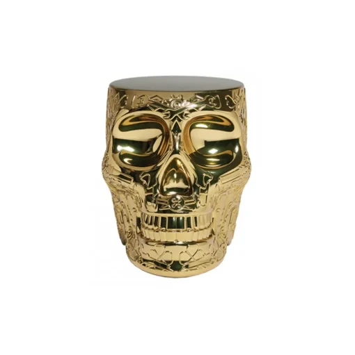 Qeeboo - Mexico Stool and Sidetable Metal Finish - Gold - Qeeboo Table by Studio Job - Furniture - Home - Avvenice