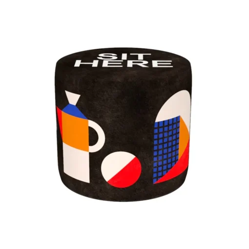 Qeeboo - Pouf Oggian Sit Here Black S - Qeeboo Pouf by Marco Oggian - Furnishing - Home - Avvenice