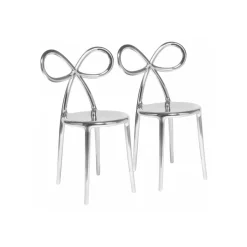 Qeeboo - Ribbon Chair Metal Finish Set of 2 Pieces - Silver - Qeeboo Chair by Nika Zupanc - Furnishing - Home - Avvenice