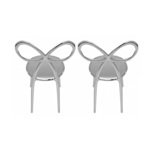 Qeeboo - Ribbon Chair Metal Finish Set of 2 Pieces - Silver - Qeeboo Chair by Nika Zupanc - Furnishing - Home - Avvenice